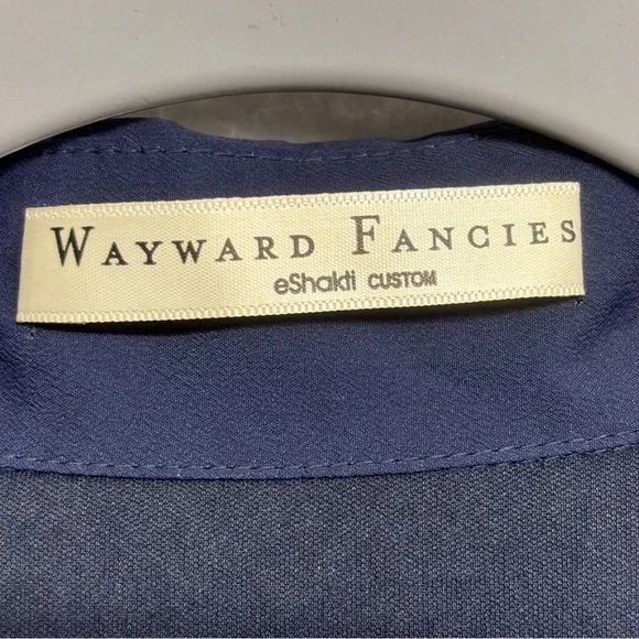 Wayward Fancies EShakti Wide Leg Bird Jumpsuit Navy Blue M Belted Pockets - Picture 8 of 14